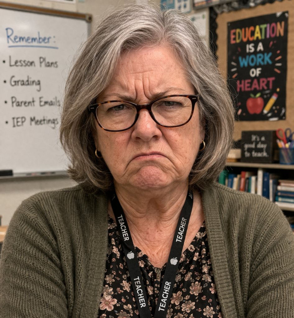 stern teacher in classroom setting